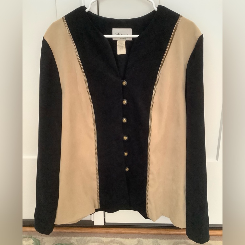 Vintage faux suede DJ Summers XL blazer jacket size 16 black tan unique buttons